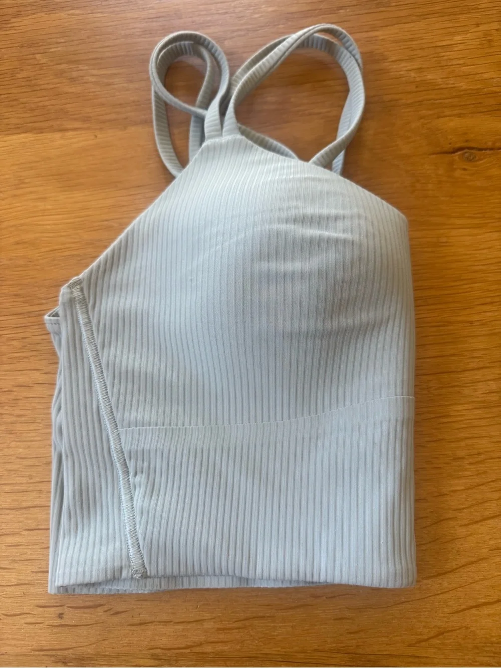 Lululemon Like a Cloud Long Line Ribbed Bra in a light green B/C cup